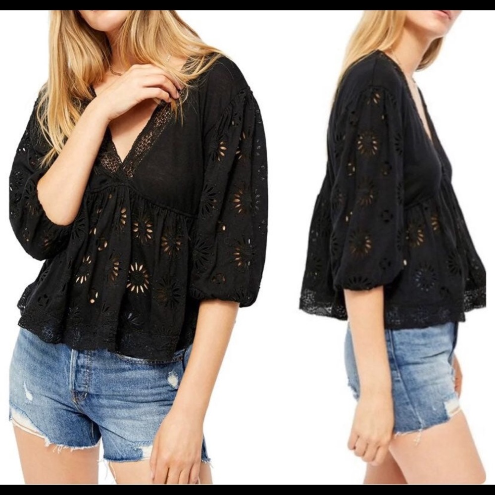 Free People Black Blouse